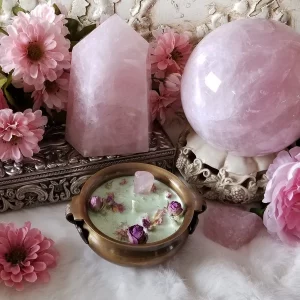 pastel crystal ball with candle for psychic spells