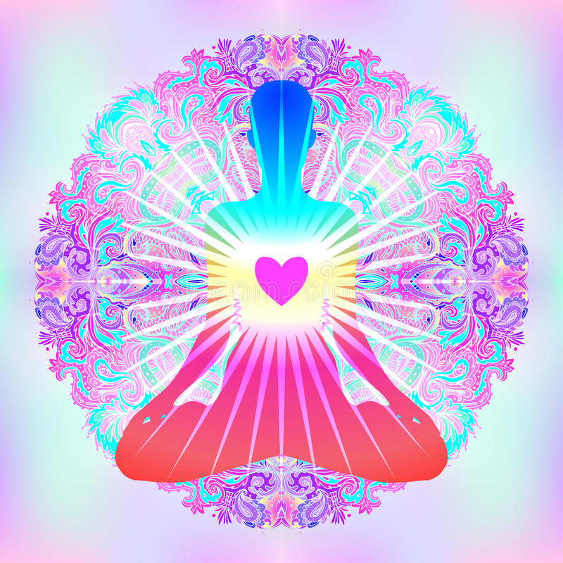 Chakra-aligned figure receiving loving energy during a psychic reading focused on heart healing